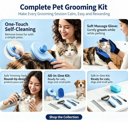 Complete Pet Grooming Kit (12-Piece) for Cats & Dogs